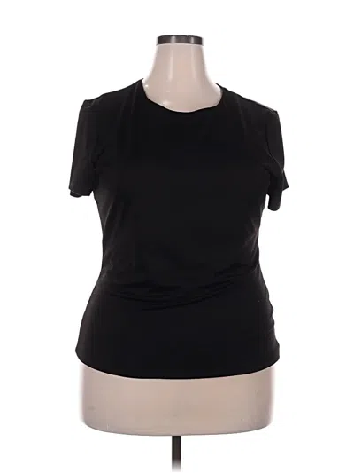 Pre-owned Halogen Short Sleeve Top Black Crew Neck Tops
