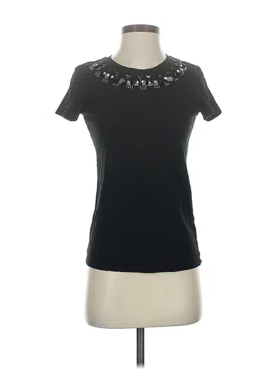 Pre-owned Halogen Short Sleeve Top Black Keyhole Neckline Tops