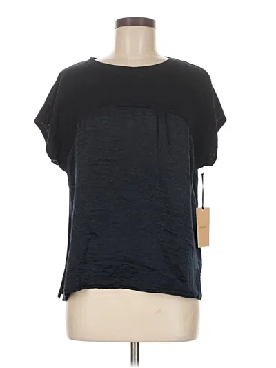 Pre-owned Halogen Short Sleeve Top Black Keyhole Neckline Tops