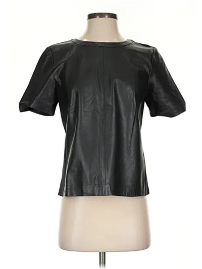 Pre-owned Halogen Short Sleeve Top Black Mock Neckline Tops