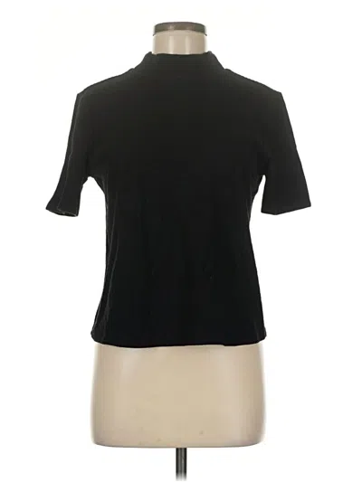 Pre-owned Halogen Short Sleeve Top Black Mock Neckline Tops