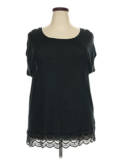 Pre-owned Halogen Short Sleeve Top Black Scoop Neck Tops