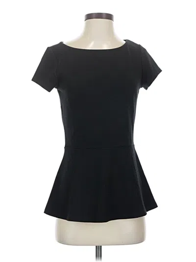Pre-owned Halogen Short Sleeve Top Black Sweetheart Neckline Tops