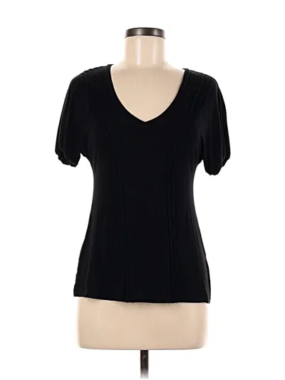 Pre-owned Halogen Short Sleeve Top Black V Neck Tops