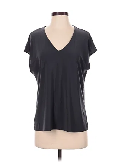 Pre-owned Halogen Short Sleeve Top Black V-neck Tops
