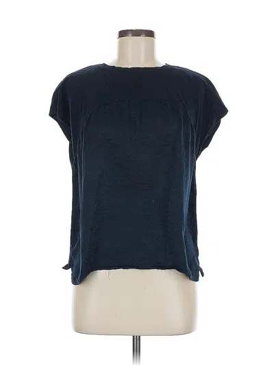 Pre-owned Halogen Short Sleeve Top Blue Crew Neck Tops