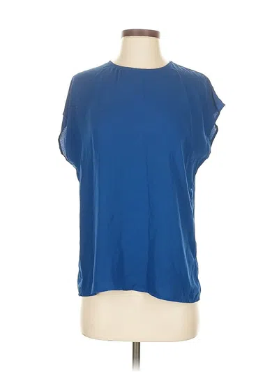Pre-owned Halogen Short Sleeve Top Blue Crew Neck Tops