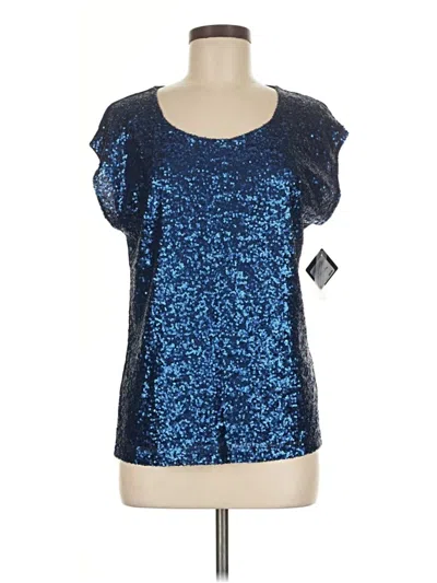 Halogen Short Sleeve Top Blue Scoop Neck Tops