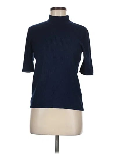Pre-owned Halogen Short Sleeve Top Blue Turtleneck Tops