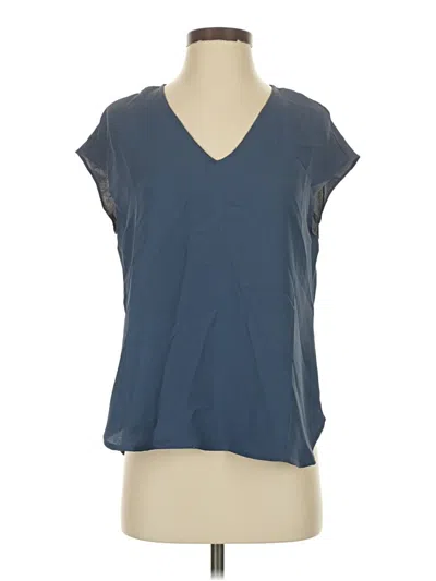 Pre-owned Halogen Short Sleeve Top Blue V Neck Tops