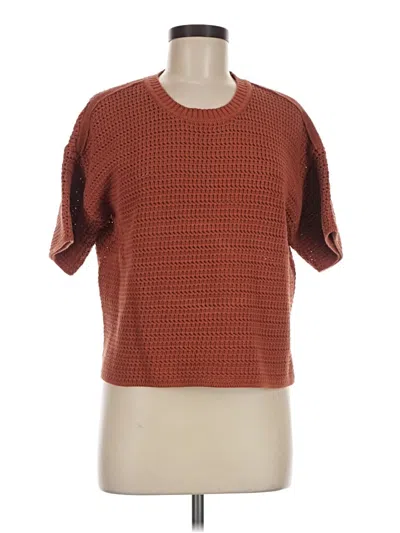 Pre-owned Halogen Short Sleeve Top Brown Square Neckline Tops
