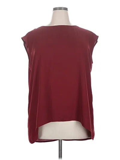 Pre-owned Halogen Short Sleeve Top Burgundy Boatneck Tops