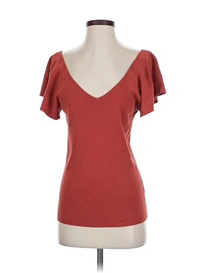 Pre-owned Halogen Short Sleeve Top Burgundy Sweetheart Neckline Tops