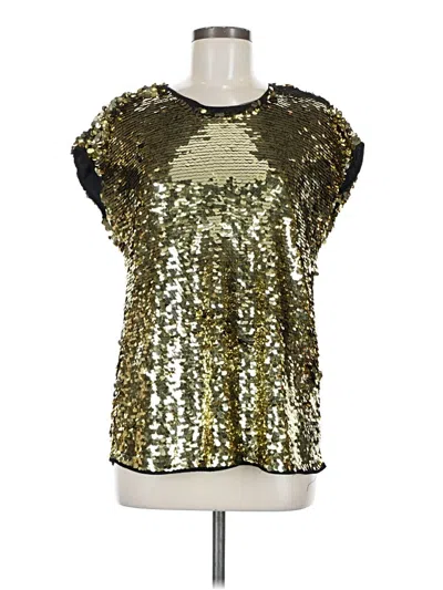 Pre-owned Halogen Short Sleeve Top Gold Cold Shoulder Neckline Tops