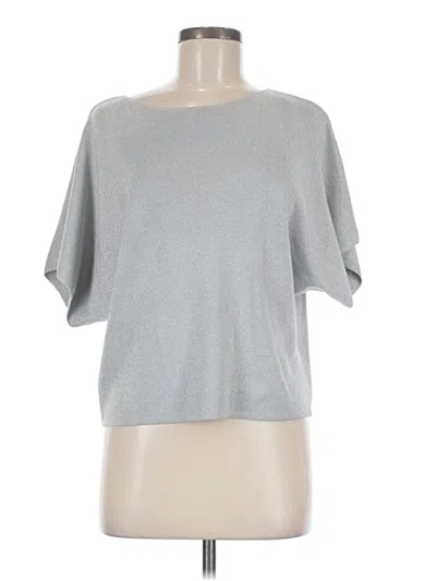 Pre-owned Halogen Short Sleeve Top Gray Boatneck Tops