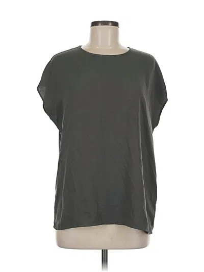 Pre-owned Halogen Short Sleeve Top Gray Crew Neck Tops