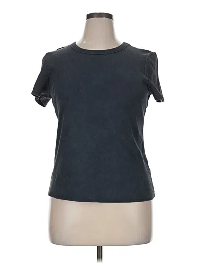 Pre-owned Halogen Short Sleeve Top Gray Crew Neck Tops