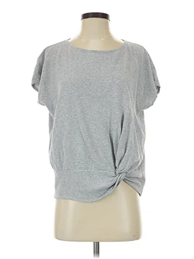 Pre-owned Halogen Short Sleeve Top Gray Crew Neck Tops