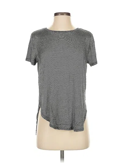 Pre-owned Halogen Short Sleeve Top Gray Keyhole Neckline Tops