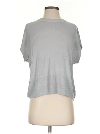 Pre-owned Halogen Short Sleeve Top Gray Mock Neckline Tops