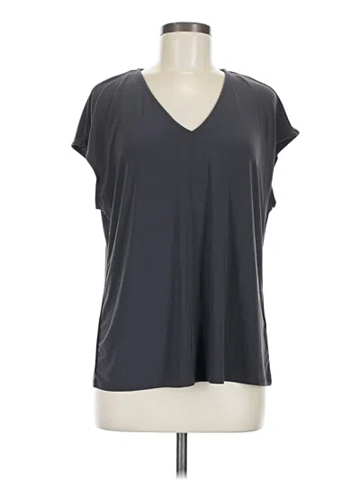 Pre-owned Halogen Short Sleeve Top Gray V Neck Tops