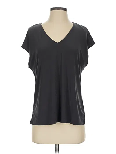 Pre-owned Halogen Short Sleeve Top Gray V-neck Tops