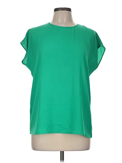 Pre-owned Halogen Short Sleeve Top Green Boatneck Tops