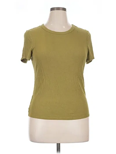 Pre-owned Halogen Short Sleeve Top Green Crew Neck Tops