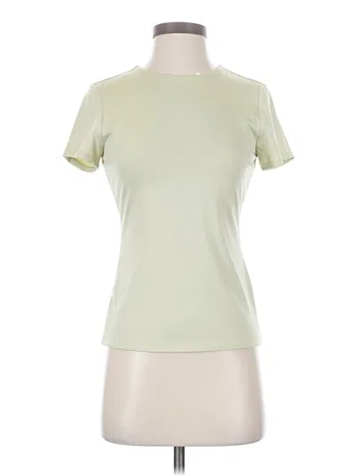 Pre-owned Halogen Short Sleeve Top Green Mock Neckline Tops