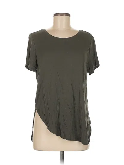 Pre-owned Halogen Short Sleeve Top Green Scoop Neck Tops