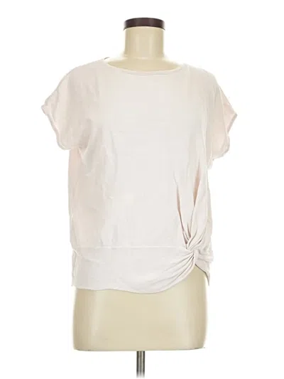 Pre-owned Halogen Short Sleeve Top Ivory Crew Neck Tops