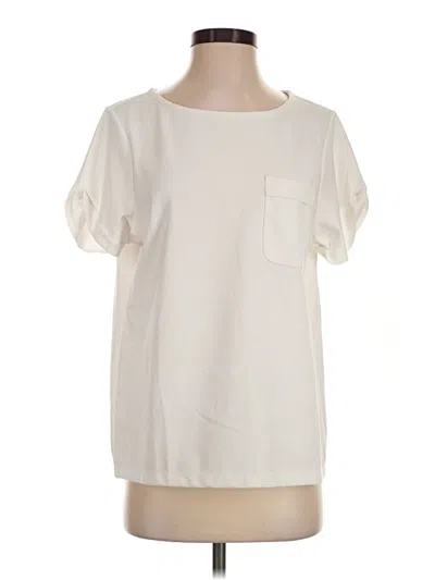 Pre-owned Halogen Short Sleeve Top Ivory Crew Neck Tops