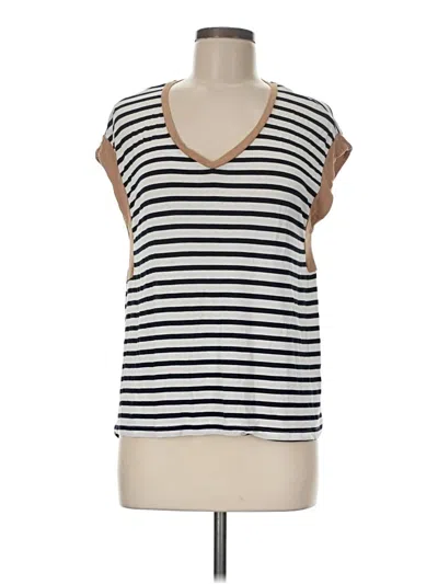 Pre-owned Halogen Short Sleeve Top Ivory Scoop Neck Tops