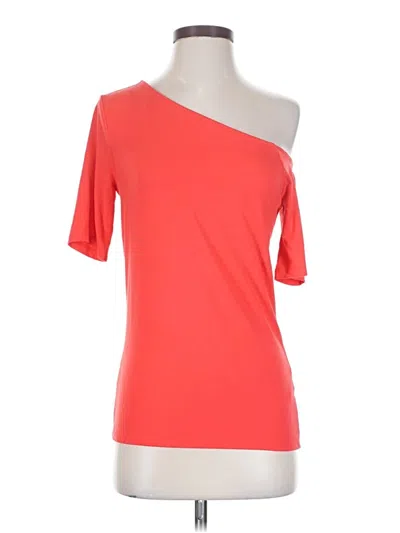 Pre-owned Halogen Short Sleeve Top Orange One Shoulder Neckline Tops
