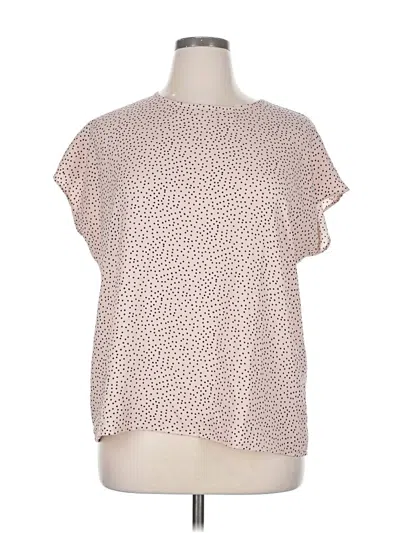 Pre-owned Halogen Short Sleeve Top Pink Crew Neck Tops