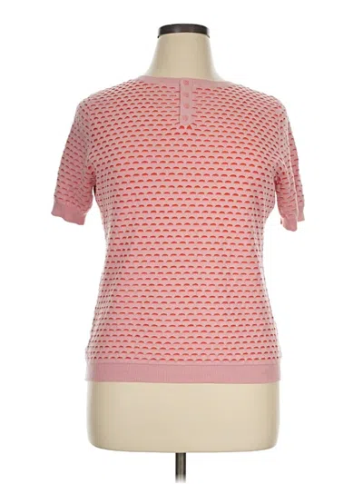 Pre-owned Halogen Short Sleeve Top Red Crew Neck Tops