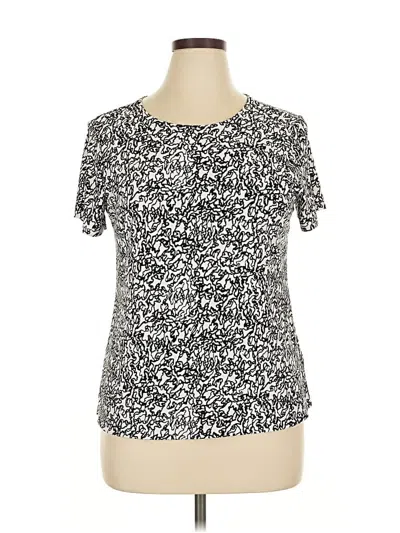 Pre-owned Halogen Short Sleeve Top Silver Scoop Neck Tops