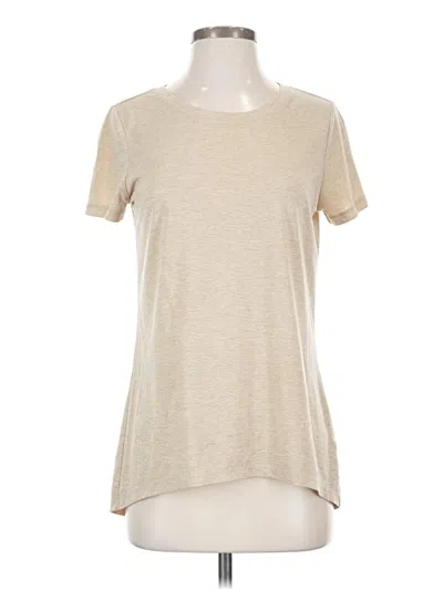 Pre-owned Halogen Short Sleeve Top Tan Crew Neck Tops