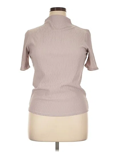 Pre-owned Halogen Short Sleeve Top Tan Turtleneck Tops
