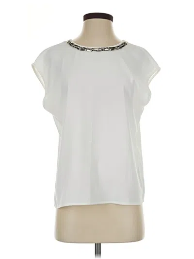 Pre-owned Halogen Short Sleeve Top White Boatneck Tops