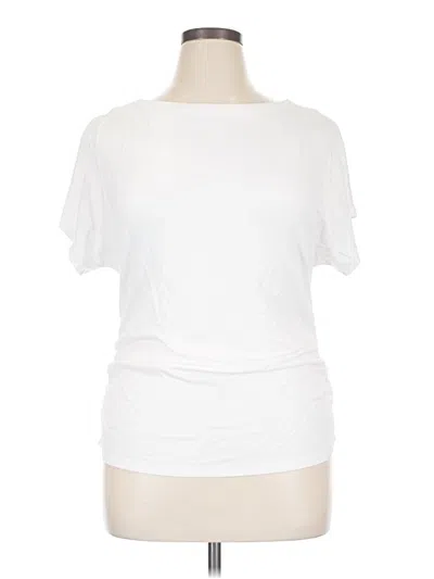 Pre-owned Halogen Short Sleeve Top White Scoop Neck Tops