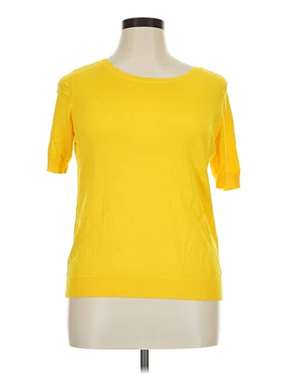 Pre-owned Halogen Short Sleeve Top Yellow Boatneck Tops