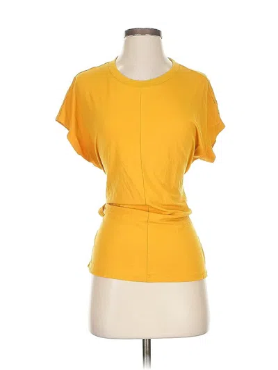 Pre-owned Halogen Short Sleeve Top Yellow Keyhole Neckline Tops