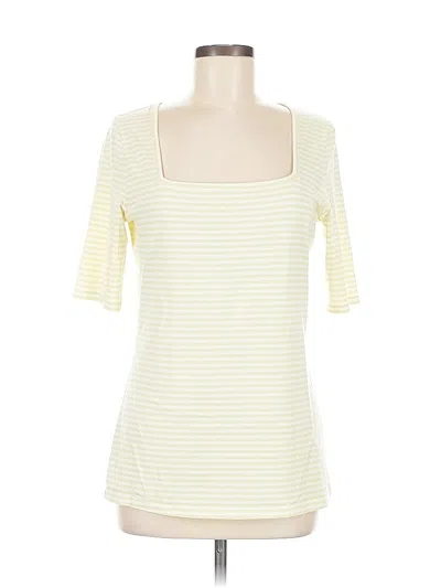 Pre-owned Halogen Short Sleeve Top Yellow Square Neckline Tops