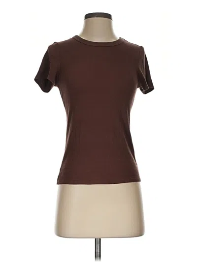 Pre-owned Halogen Short Sleeve Turtleneck In Brown