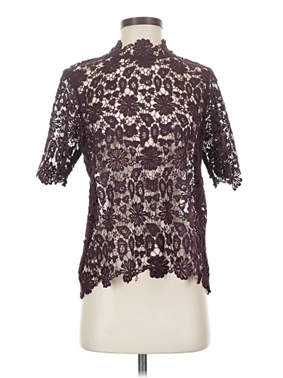 Pre-owned Halogen Short Sleeve Turtleneck In Purple