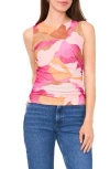 Halogen ® Side Ruched Sleeveless Top In Vivid Plum Multi