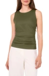 Halogen ® Side Ruched Tank In Olive Moss Green