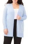 Halogen Side Slit Linen Blend Cardigan In Placid Blue