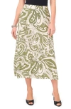 Halogen ® Side Slit Midi Skirt In Clover Swirl